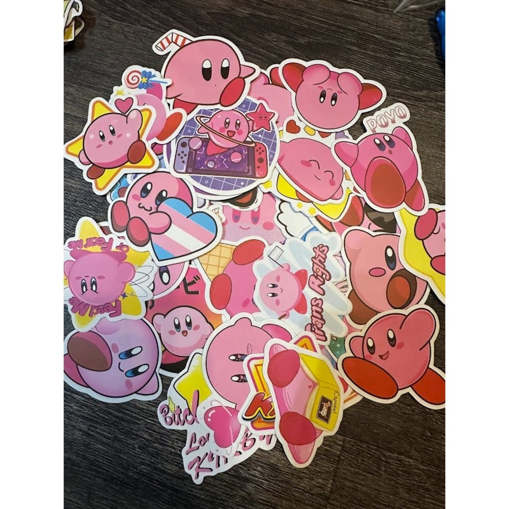 Stickers Lot - Kawaii Pink Kirby Stickers  - Random Lot of 10